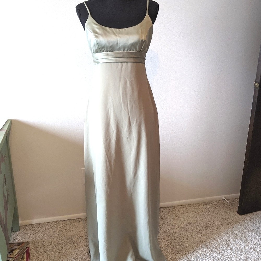 Vintage 90s Alfred Angelo sage green empire dress